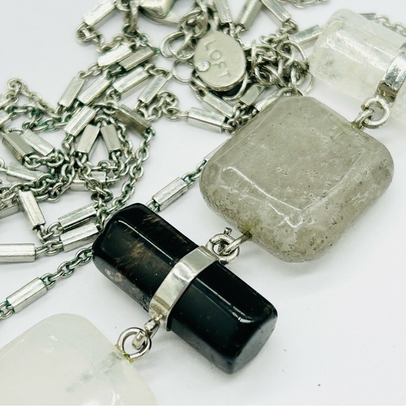 LOFT Gem Drop Silver Necklace - Picture 3 of 3